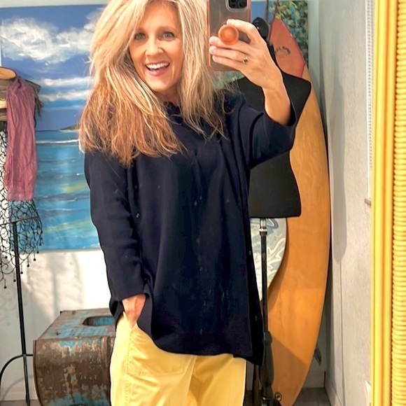 💙Louise Orop,Italy, Rich Navy Asymmetrical Sweater Tunic, Sinfully Soft,EUC, XL - Picture 3 of 10